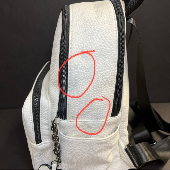 Juicy Couture All Nighter White Pebbled Faux Leather Backpack - Picture 15 of 16